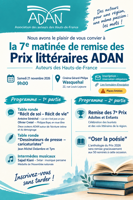 Affiche invitation 21 11 2026 prix poesie 2026