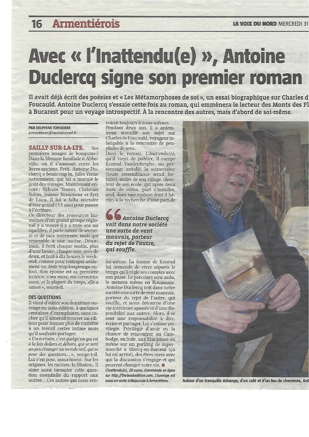 Article la voix du nord 31 12 2014 1 er janvier 2015